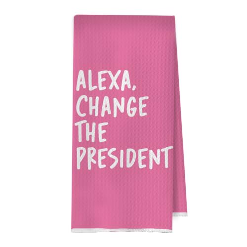 Pink Funny Political Kitchen Towels 16x24 Inch, Funny Hand Towels for Bathroom Decor, Change the President Dish Towel Drying Cloth for Kitchen - color: Pink