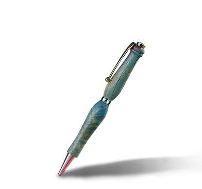 Hand Crafted Masonlin Series Ballpoint Luxury Pen, Blue White Ash With Colorful Titanium Fine Writing Instrument, Elegant Writing Pen With Gift Box, Appreciation Gifts for Men Women - color: Blue