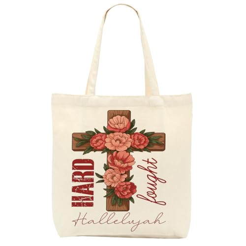Christian Gifts for Women, Canvas Tote Bag, Faith Gifts for Women Girl Sister Inspirational Religious Gift Birthday - color: Pink Floral Christian 758
