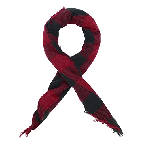 American Trends Scarfs for Women Winter Triangle Scarf Classic Plaid Warm Scarf Soft Scarves Knitted Wrap Shawl - color: Triangle Red & Black