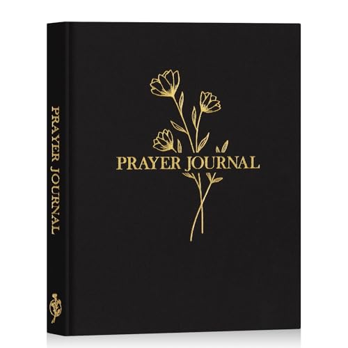 Lanpn Bible Prayer Journal for Women Men, 68 Weeks Linen Bible Study Journal Christian Prayer Notebook Planner with Scripture Verse, Devotional Journal Religious Christian Faith Gifts Women, Black - color: Black
