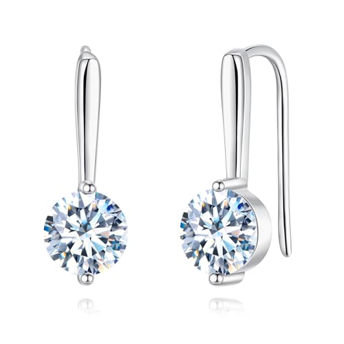 925 Sterling Silver Moissanite Hoop Earrings for Women, 1-2CT D Color VVS1 Moissanite Hoop Earrings, Perfect Jewelry Gifts - style: Hlaf Hoop Drop 2CT