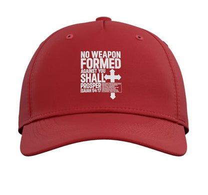 No Weapon Formed Against You Isaiah 54 17 Bible Christian Adjustable Baseball Hat - color: Red