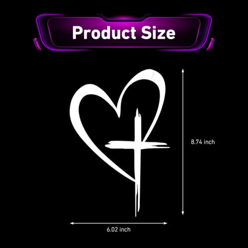 Love Cross Sticker Decal, Christian Heart Vinyl Decal for Car Window, Waterproof Religious Auto Bumper Sticker, Faith Hope Love Decoration for SUV Truck (White) - color: White