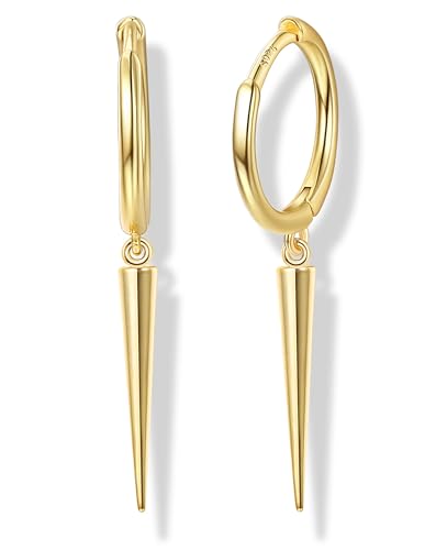 MILACOLATO 925 Sterling Silver Dangle Earrings for Women Hypoallergenic - color: gold-spike