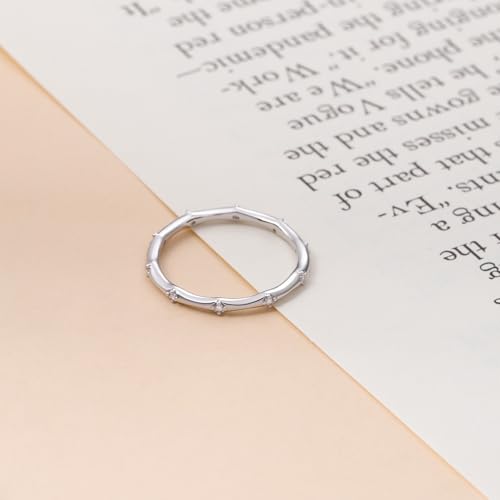 Helonley Birthstone Stack Rings for Women: 925 Sterling Silver Stacked Ring - color: Little Zircon Ring
