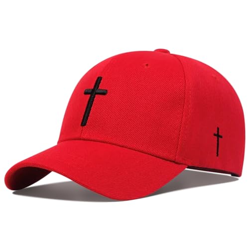 3D Embroidered Christian Hat for Men & Women, Jesus Faith Cross Hat, Religious Gifts for Christians Clothes - color: Cross-red