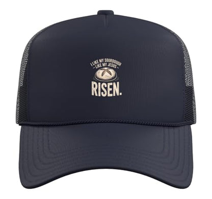 Risen Sourdough Christian Baker Amen Trucker Hat with Adjustable Mesh Back - color: Navy Blue