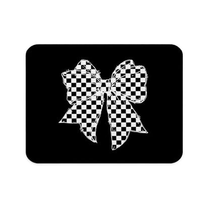 JOQUX Coquette Checkered Bow Mouse Pad, Trendy Preppy Girly Black and White Checkerboard Bowknot Mouse Pad for Home Office Computer Laptop Desk Accessories, 9.5x7.9 Inch - color: Coquette Checkered Bow