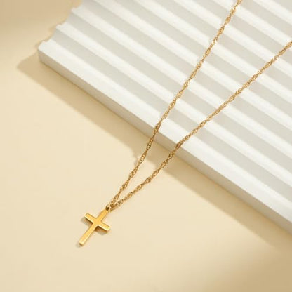 Cross Necklace for Women - Dainty 14K Gold Silver Plated Cross Necklace Choker Jewelry Cute Simple Small Trendy Non Tarnish Waterproof Faith Religious Jewelry Gift for Teenage - style: 09-Cross-Gold