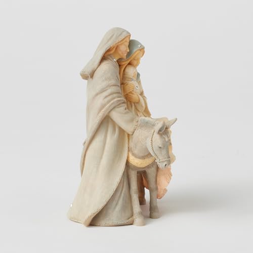 Enesco Foundations the Holy Family with a Donkey Figurine, 5.16 Inch, Multicolor