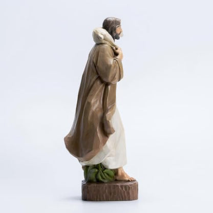 Good Shepherd Jesus Statue with Lamb, 12 Inch Religious Decor - color: Brown