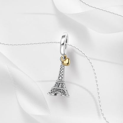 Sport Religious Charm 925 Sterling Silver Pendant,Jewelry Beads Gifts for Women Bracelet&Necklace - color: Eiffel Tower Heart Dangle