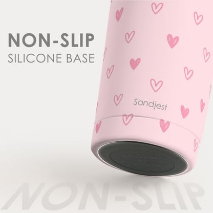 SANDJEST Heart Tumbler 20oz, Stainless Steel Travel Cup with Lid, Insulated Coffee Mug, Heart Gifts for Women Girls Friends Sisters on Birthday Christmas Valentine (Pink) - color: Heart 1
