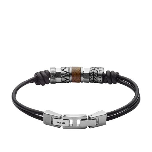 Fossil Men's Beaded Bracelet - color: Black Cord