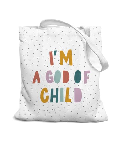 Christian Inspirational Verse Canvas Tote Bag for Women Teens Teen Girls,Grocery Reusable Shopping Bags - color: I'm a God of Child