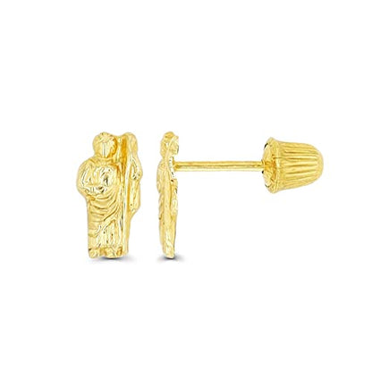 14K Yellow Solid Gold Religious Earrings | Virgin Mary & Lady Guadalupe Stud Earrings - color: ScrewBack-St. Jude