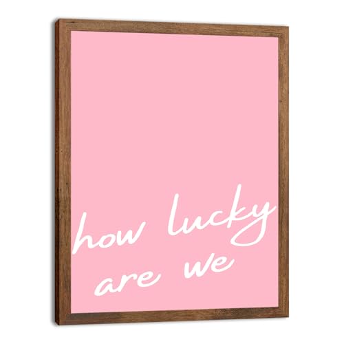 SEHSUVC Pink Western Wall Art, Vintage Farmhouse Ranch Cowboy Canvas Wall Decor, Wood Framed Cute Coquette Preppy Girls Aesthetic Room Decor Gifts for Apartment Bedroom Living Room Home Decor 8x10inch - color: Pink Lucky-5
