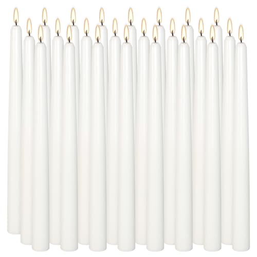 24Pack 10inch White Taper Candles-Dripless, Smokeless and Unscented Candle-Long Burning 8-9 Hours for Home décor, Candlesticks, Dinner Table, Halloween,Vigil, Advent, Christmas, Thanksgiving, Kwanzaa - color: White, size: 24Pack