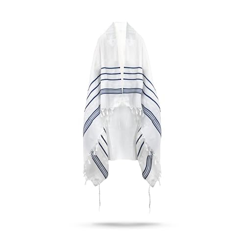 A supervised kosher Tallit Gadol Prayer Shawl from Israel,Wedding Model Diamond,Non-Slip.Wash and Iron easily. - color: With Blue Stripes, size: Size 70 - 80 x 60 Inch
