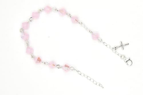 Catholic Communion Rosary Bracelet Created with Swarovski® Crystals, Glass - color: Rose Water Opal - October