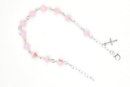 Catholic Communion Rosary Bracelet Created with Swarovski® Crystals, Glass - color: Rose Water Opal - October