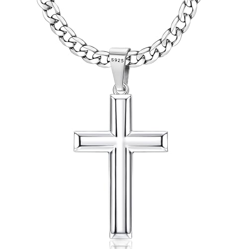 MILACOLATO 925 Sterling Silver Cross Necklace for Men Women 16-30 Inches