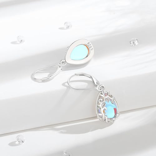 Vito Moonstone Turquoise Drop Earrings for Women, 925 Sterling Silver Hooks - style: Vine-Moonstone