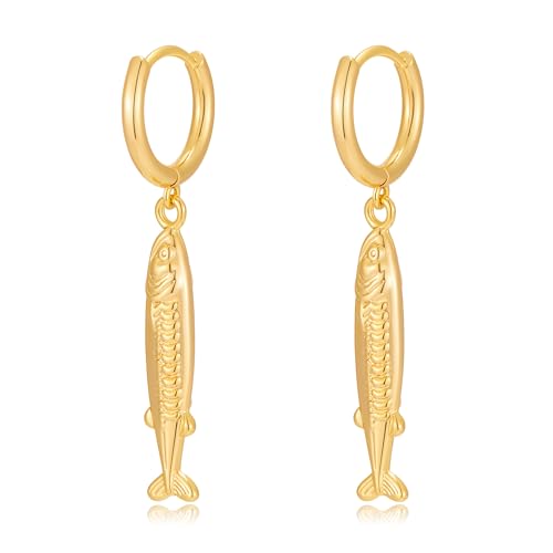 MUYAN Gold Fish Hoops Dangle Earrings for Women Beach Jewelry - style: Hoop B