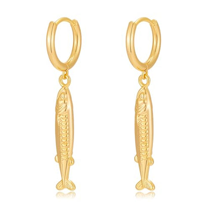 MUYAN Gold Fish Hoops Dangle Earrings for Women Beach Jewelry - style: Hoop B