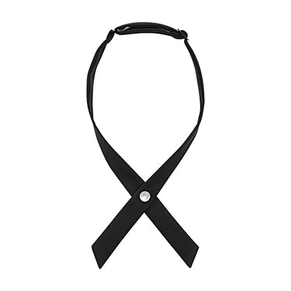 Adjustable Criss Cross Bow Tie School Uniform Pre Tied Bowtie Necktie Women Uniform Tie Cosplay Costume Accessory - color: 02, Black