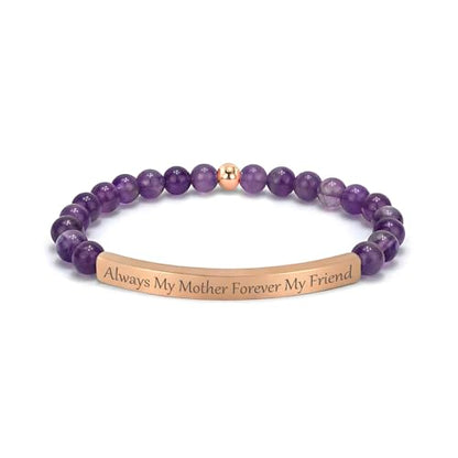 Amethyst Christian Bracelet for Women, 18K Gold Plated Bible Verse Jewelry, Inspirational Religious Faith Gift, Scripture Jewelry for Encouragement & Strength - color: Always My Mother Forever My Friend-Amethyst Rose Gold