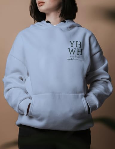 Christian Sweatshirt Women Men YHWH Hoodie Shirt Jesus Faith Inspirational Funny Letter Printed Graphic Pullover Tops - color: Carolina Blue, size: Large