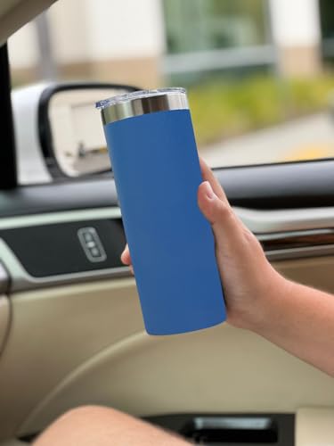 LaserGram Personalized 22oz Skinny Tumbler, Christian Cross (Dark Blue) - color: Dark Blue