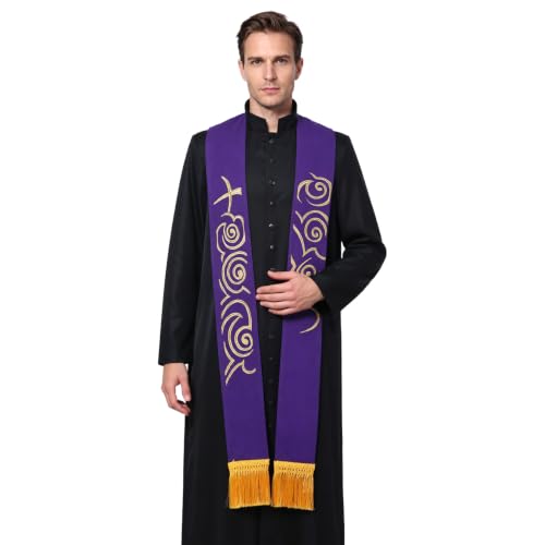 BLESSUME Purple Stole Chasuble Clergy Pastor Embroidery Stole