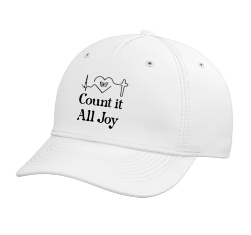 God Scripture Count it All Joy Sign Christian Bible Verse Adjustable Baseball Hat - color: White
