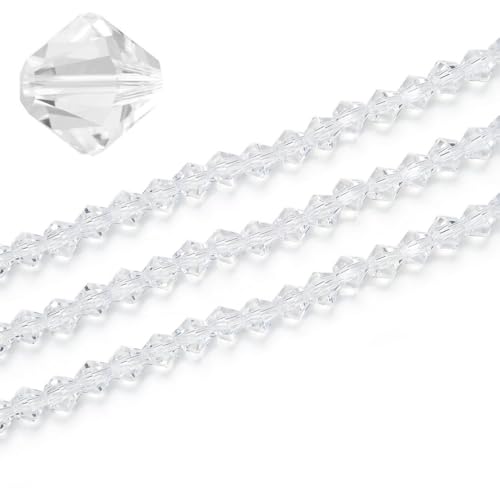250pcs Czech 6mm (0.24 Inch) Faceted Bicone Crystal Glass Loose Beads Spacer Bulk Crystal Clear for DIY Craft Jewelry Making CCB601 - color: Crystal Clear, size: 6mm - 250pcs