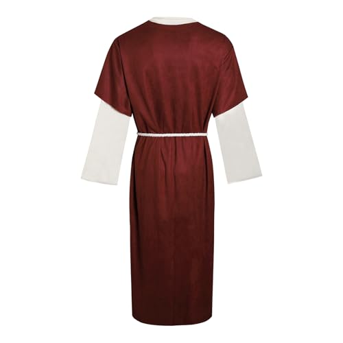Mens Shepherd Costume Adult Jesus Robe Nativity Church Cosplay Outfit Biblical Times Tunic Dress Up Suit - size: X-Large
