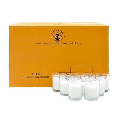 Hosley's 96 Pack of Ivory Unscented Clear Glass Filled Votive Candles - color: Ivory, size: 96 Pack