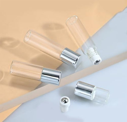 20 Pack Set 1ML Mini Sample Roll Glass Bottles for Essential Oils Roller Refillable Perfume Roll Bottle (Pure-Sliver) - color: Pure-Sliver