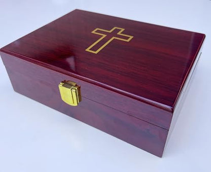 Portable Communion Service Set With Hard Case, 6 Communion Glasses Cups, Tin Bread Container, 100ml Juice Container, Anointing Oil Bottle, Great Catholic Gift for Ordination