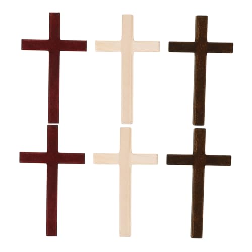 Wooden Cross Ornaments 6 Pack 4.72X2.75In Wood Cross Decorations for Home Decor Centerpiece Table Decorations Diy Craft Charms for Church Party Decor Supplies - size: 4.72 x 2.76 x 0.28 inches