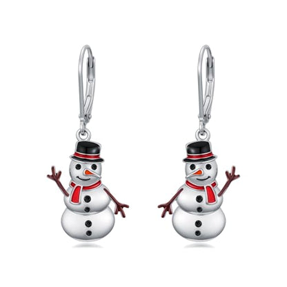 Dorunmo 925 Sterling Silver Dangle Drop Earrings for Women Holiday Earrings Hypoallergenic Halloween Christmas Jewelry Festival Gifts for Women - style: Christmas-Snowman-03
