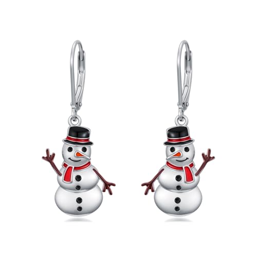 Dorunmo 925 Sterling Silver Dangle Drop Earrings for Women Holiday Earrings Hypoallergenic Halloween Christmas Jewelry Festival Gifts for Women - style: Christmas-Snowman-03