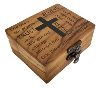 JB&C Premium Jewelry Box - Small Wooden Rosary Box Holder, 3.75 x 3 x 2 inches for First Communion, Prayer Cross Trinket Box, Decorative Jewelry Storage - size: 3.75" x 3" x 2"