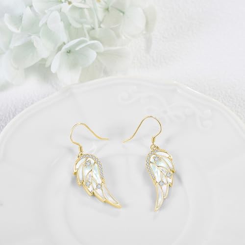 URONE Angel Wings Earring for Women Sterling Silver Fashion Dangle Drop Earring Angel Jewelry for Women - color: silvery
