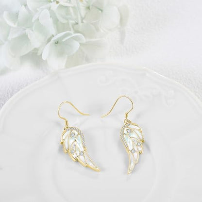 URONE Angel Wings Earring for Women Sterling Silver Fashion Dangle Drop Earring Angel Jewelry for Women - color: silvery