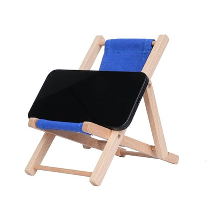 Foldable Wooden Cell Phone Stand, Phone Holder for Desk - color: Navy Blue