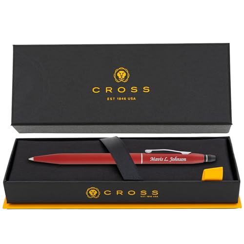 Cross Click Personalized Ballpoint Pen in Crimson Red with Chrome Trim - color: Crimson Red