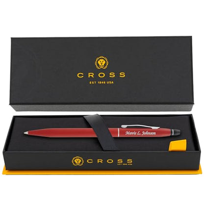 Cross Click Personalized Ballpoint Pen in Crimson Red with Chrome Trim - color: Crimson Red